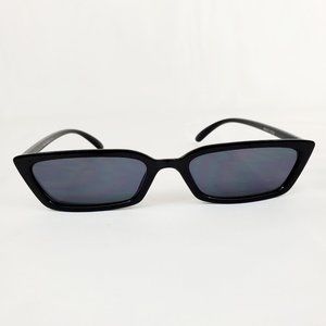 Retro Black Rectangle Brow Line Shades Black Polarized Lens Sunglasses ES1108